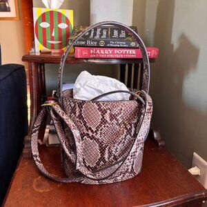 Staud Bisset Embossed Snakeskin Bucket Bag